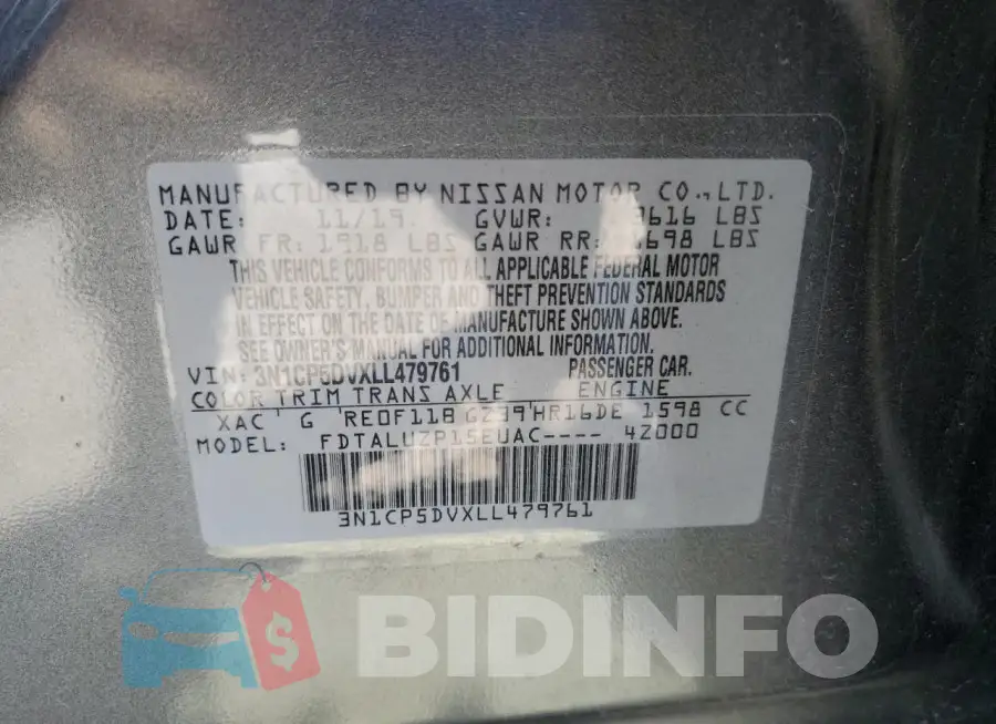 3N1CP5DVXLL479761 Photo# 12