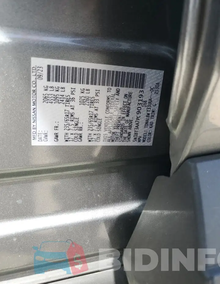 5N1BT3AA7PC903193 Photo# 12