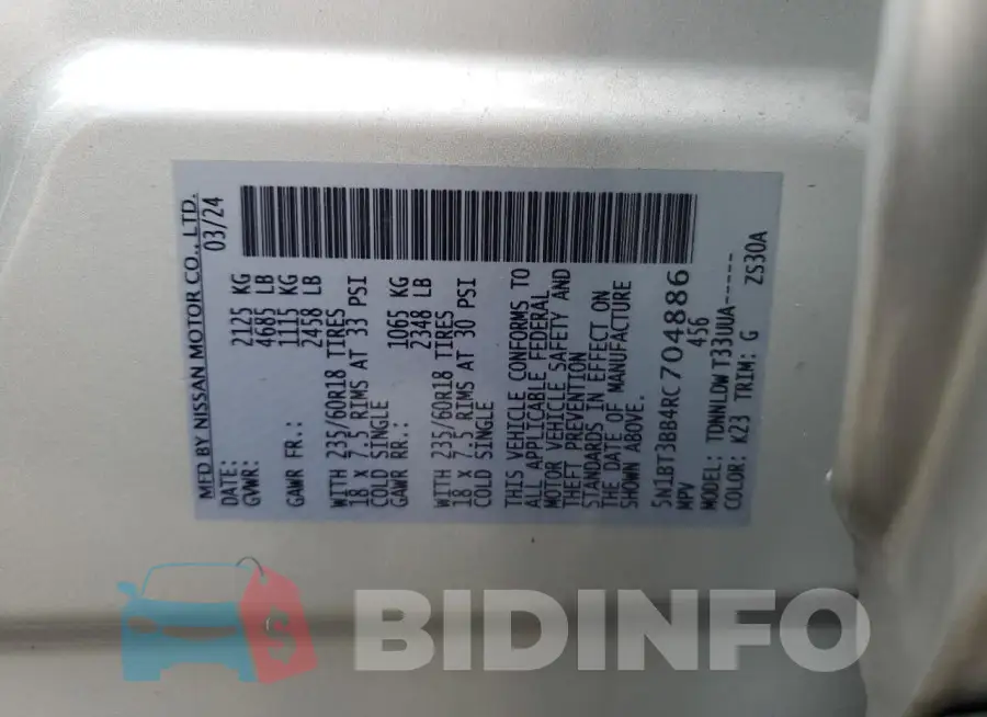 5N1BT3BB4RC704886 Photo# 14
