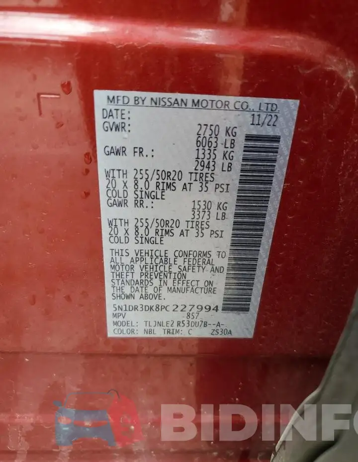 5N1DR3DK8PC227994 Photo# 13