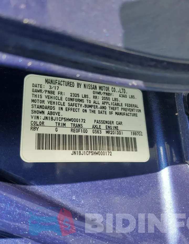 JN1BJ1CP5HW000172 Photo# 13
