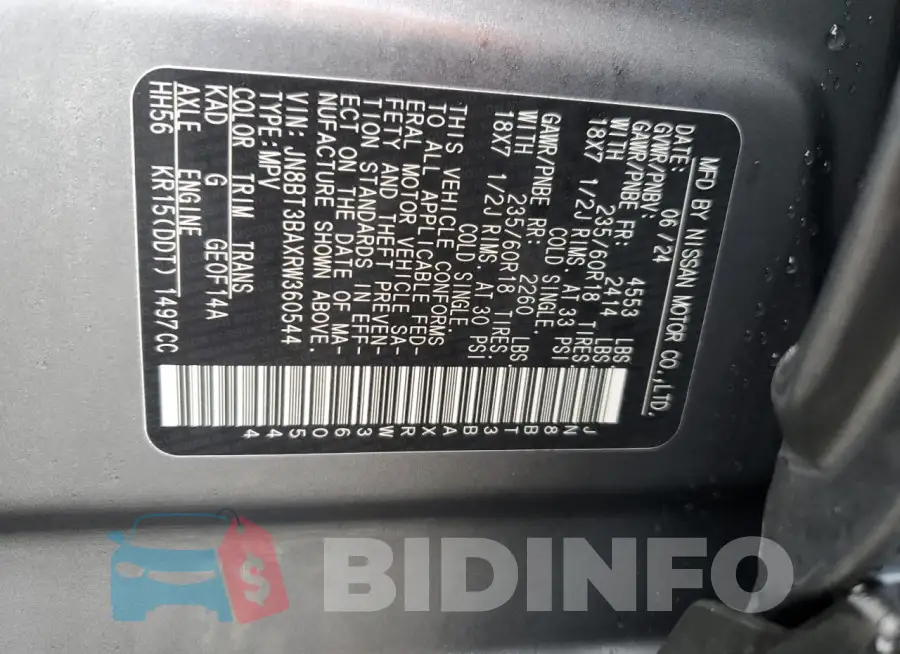 JN8BT3BAXRW360544 Photo# 13