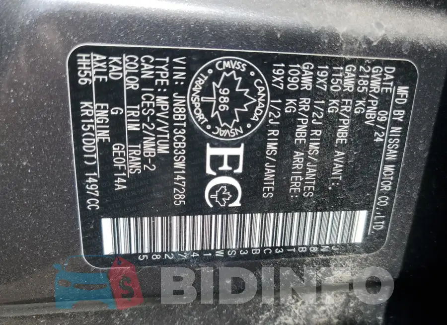 JN8BT3CB3SW147285 Photo# 14