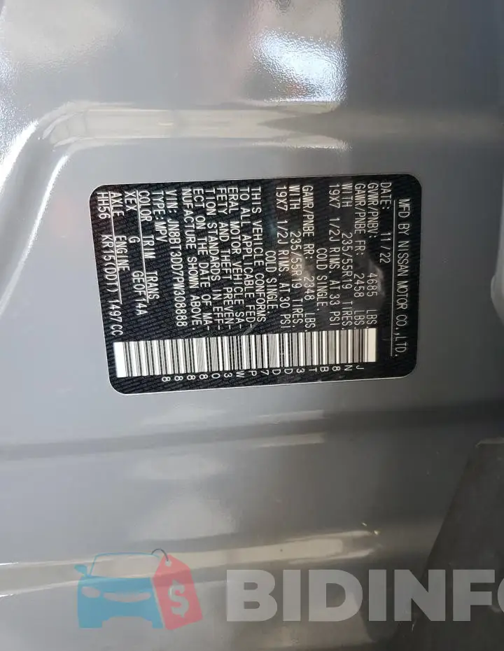 JN8BT3DD7PW308888 Photo# 13