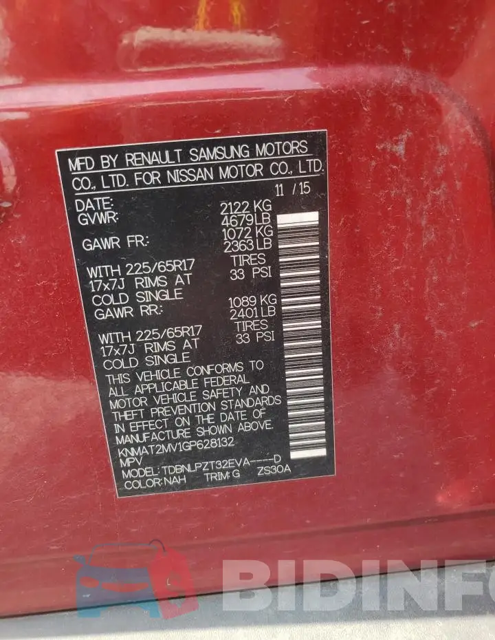 KNMAT2MV1GP628132 Photo# 13