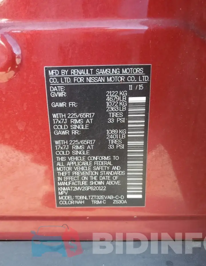 KNMAT2MV2GP620122 Photo# 14