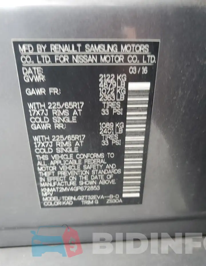KNMAT2MV4GP672853 Photo# 13
