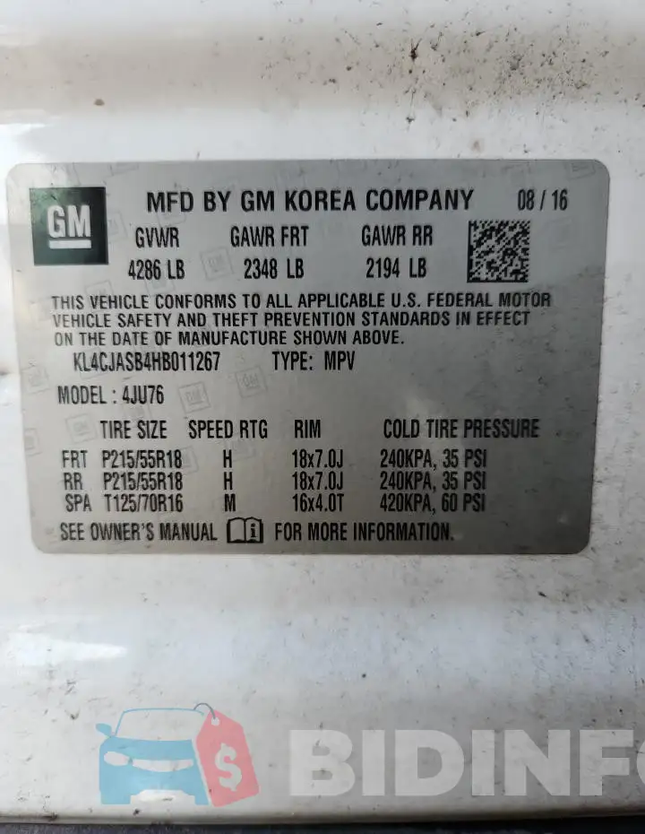 KL4CJASB4HB011267 Photo# 14