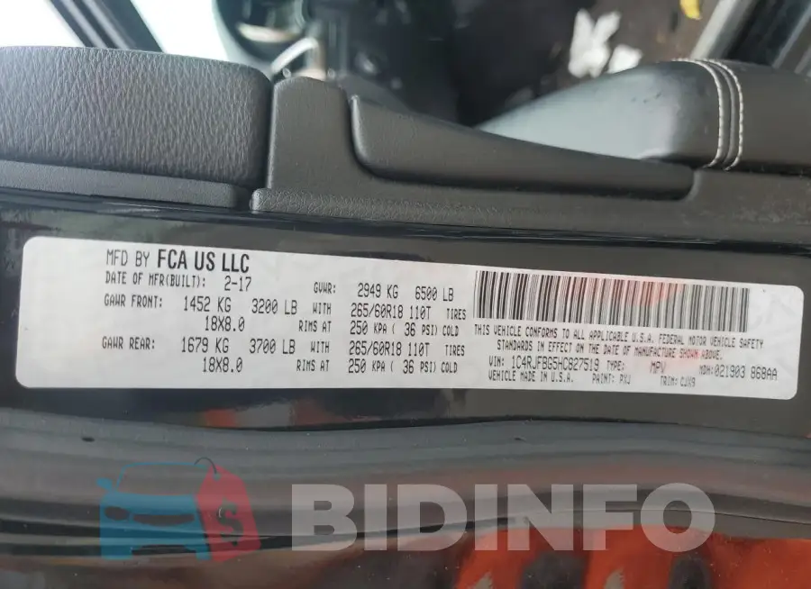 1C4RJFBG5HC827519 Photo# 14