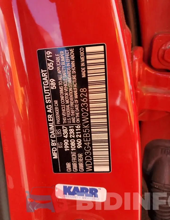 WDD3G4EB5KW023628 Photo# 12