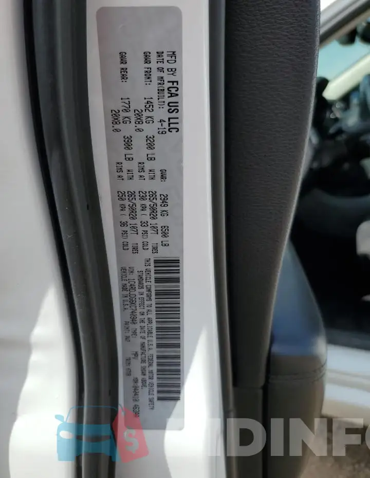 1C4RDJDG6KC740940 Photo# 13
