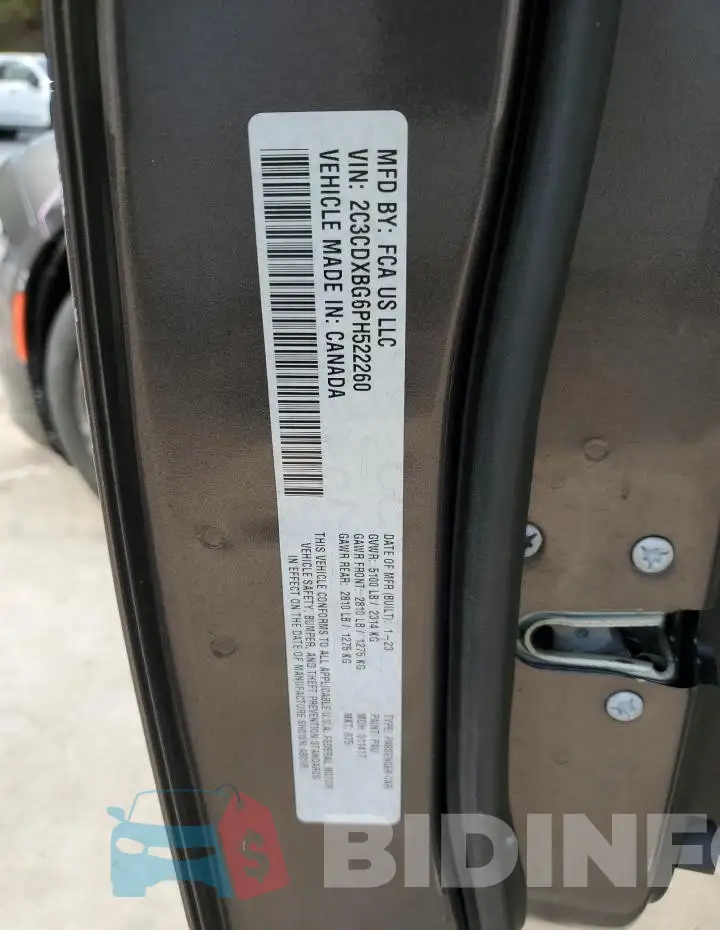 2C3CDXBG6PH522260 Photo# 12