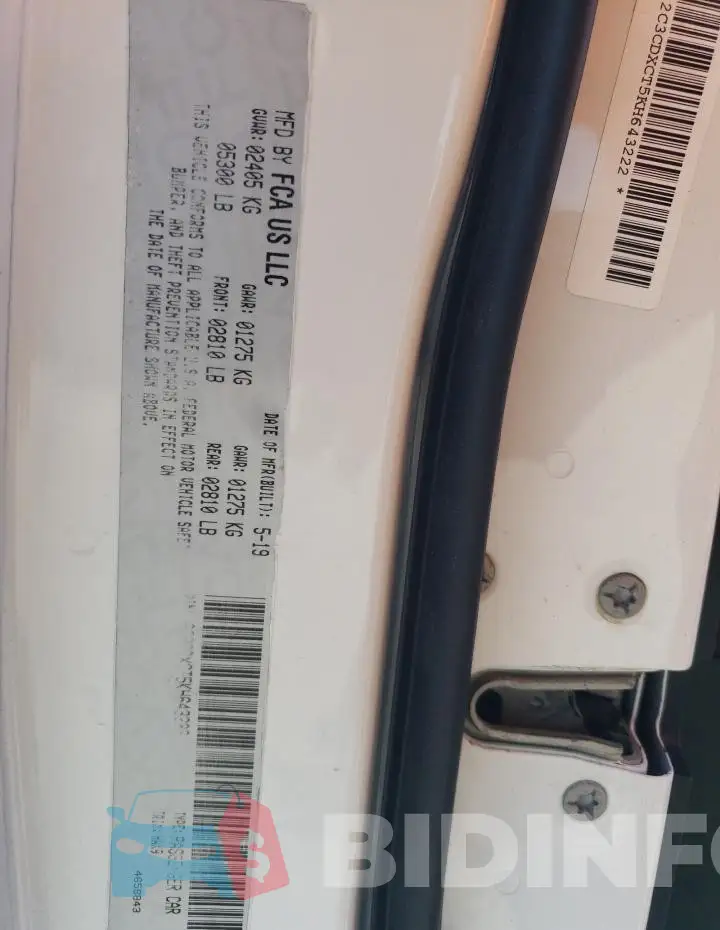 2C3CDXCT5KH643222 Photo# 12