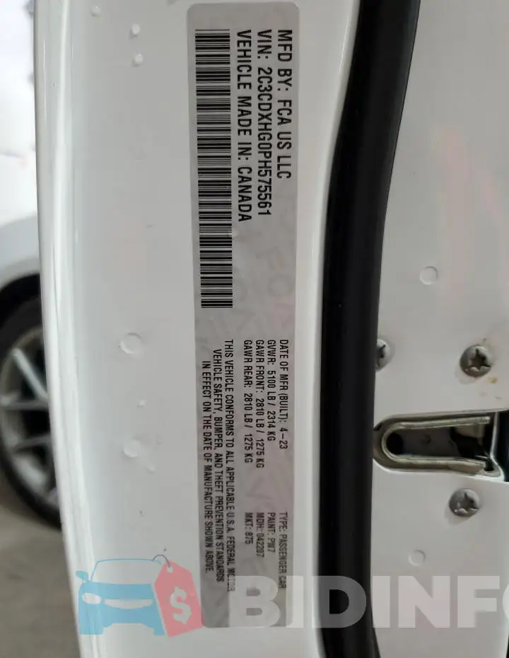 2C3CDXHG0PH575561 Photo# 12