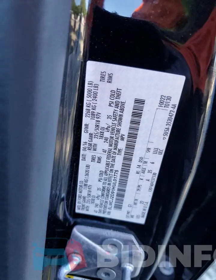 5LMCJ2D91HUL01775 Photo# 13