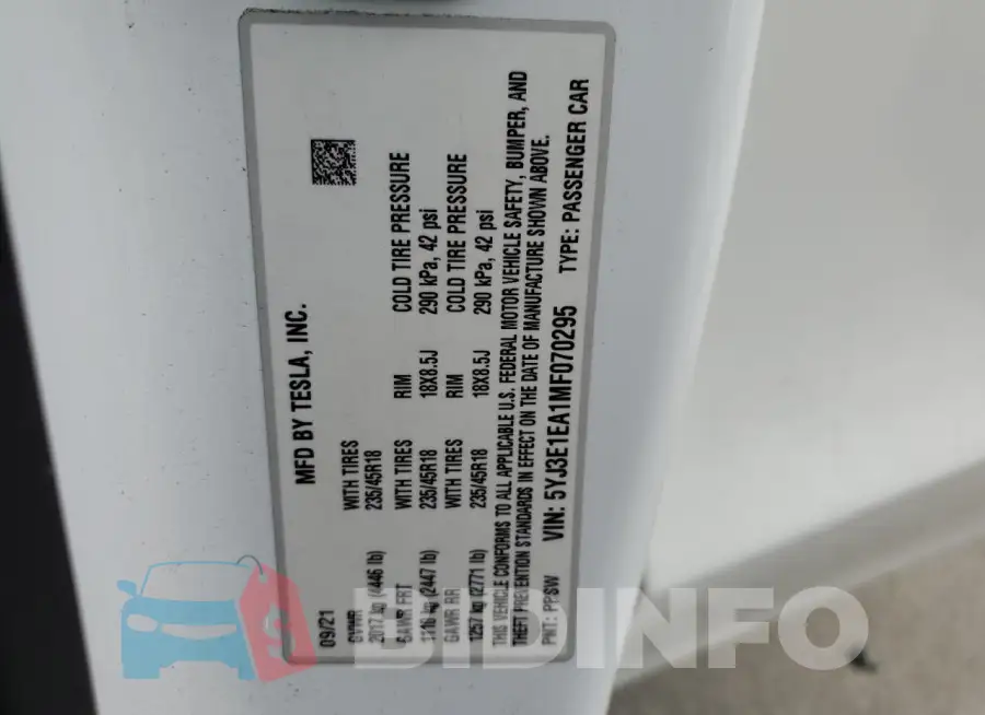 5YJ3E1EA1MF070295 Photo# 12