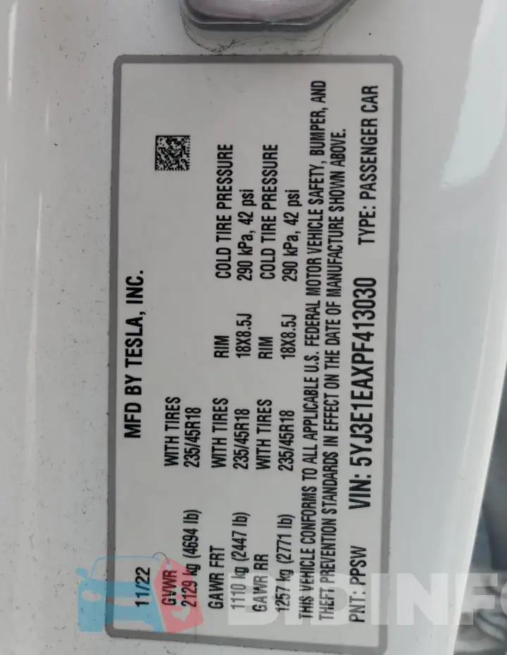 5YJ3E1EAXPF413030 Photo# 12