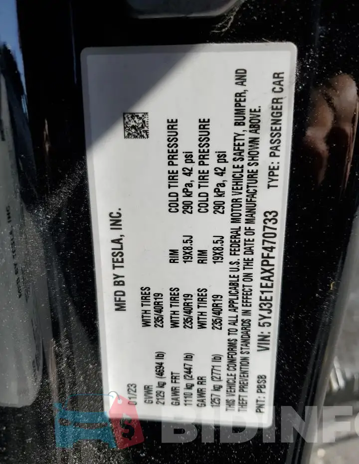 5YJ3E1EAXPF470733 Photo# 13