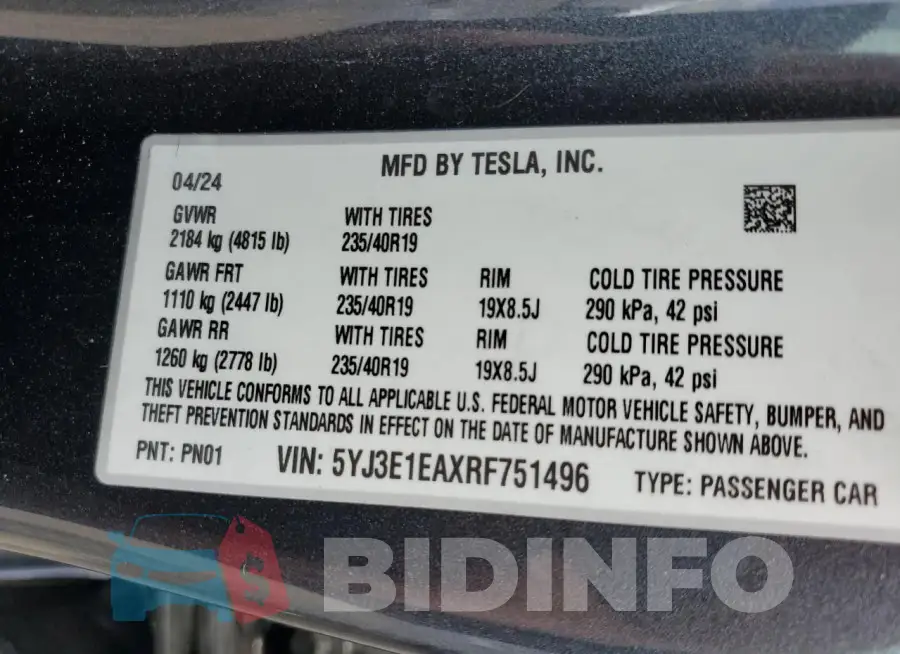 5YJ3E1EAXRF751496 Photo# 13
