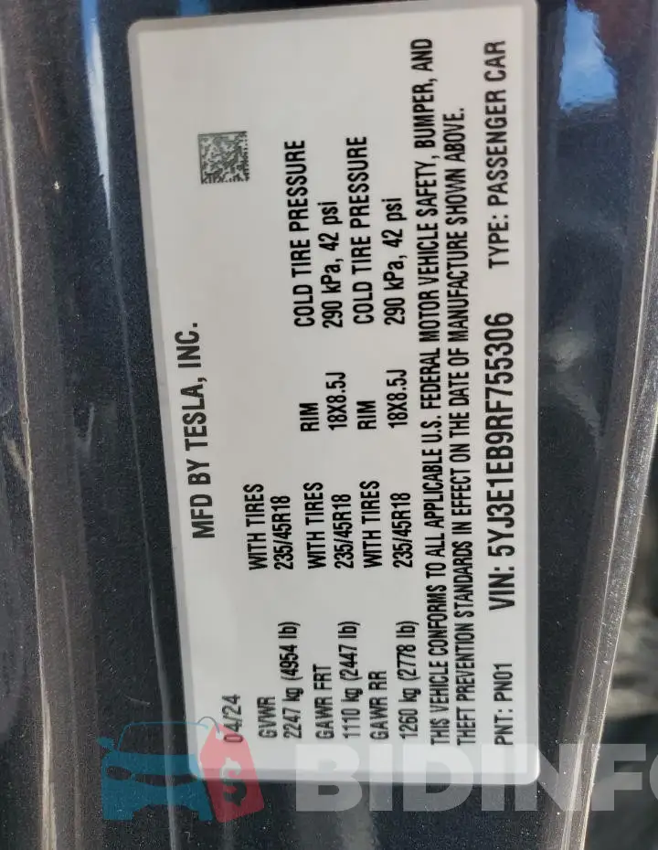 5YJ3E1EB9RF755306 Photo# 12