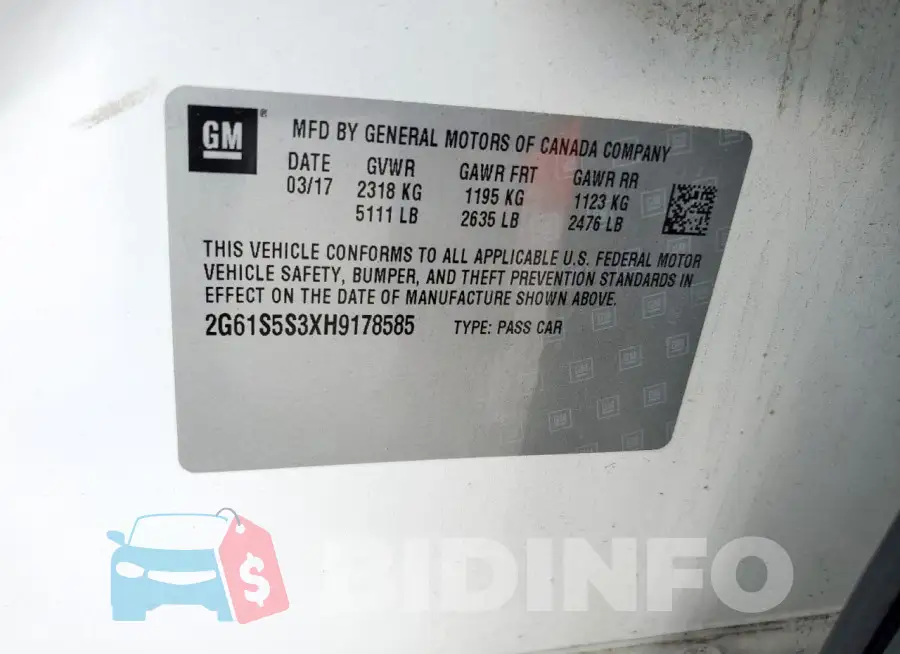 2G61S5S3XH9178585 Photo# 13