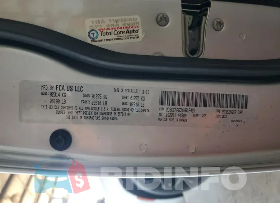 2C3CCAAG3KH612427 Photo# 12
