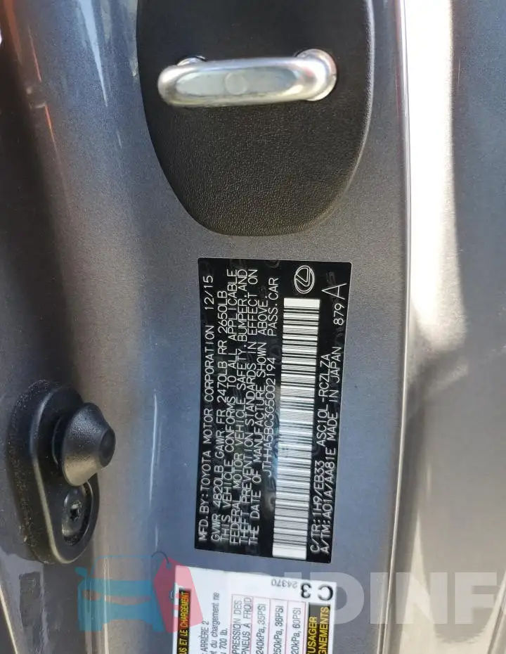 JTHHA5BC3G5002194 Photo# 13