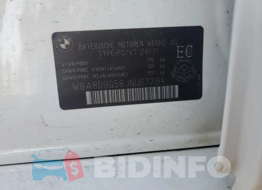 WBA8D9G58JNU67794 Photo# 13