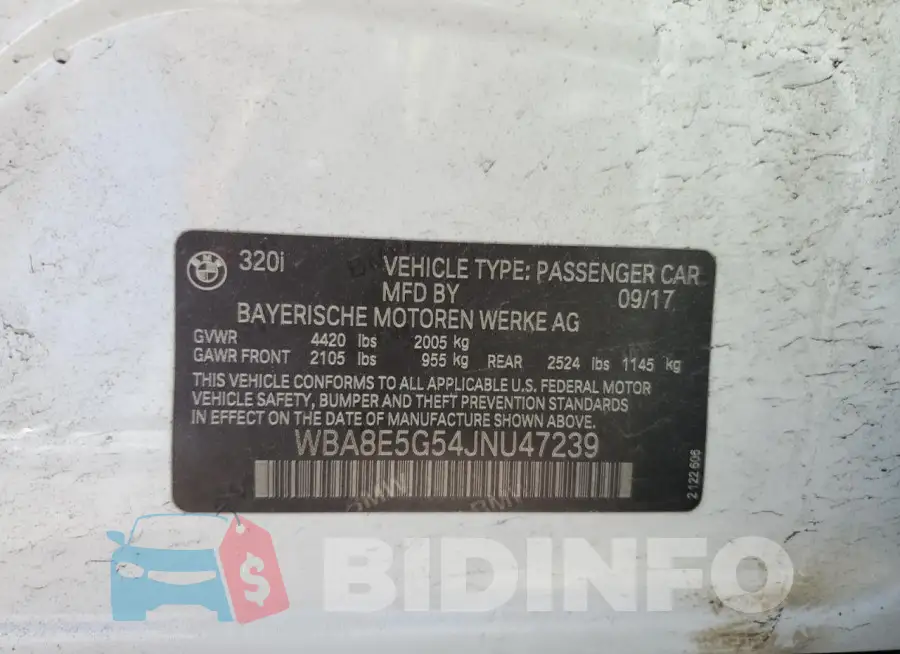 WBA8E5G54JNU47239 Photo# 12