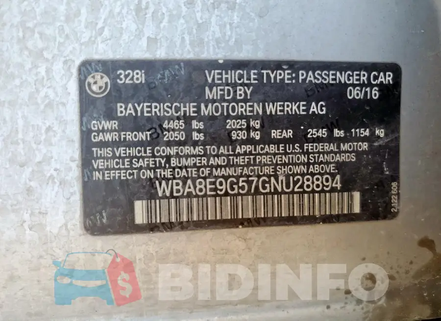 WBA8E9G57GNU28894 Photo# 12
