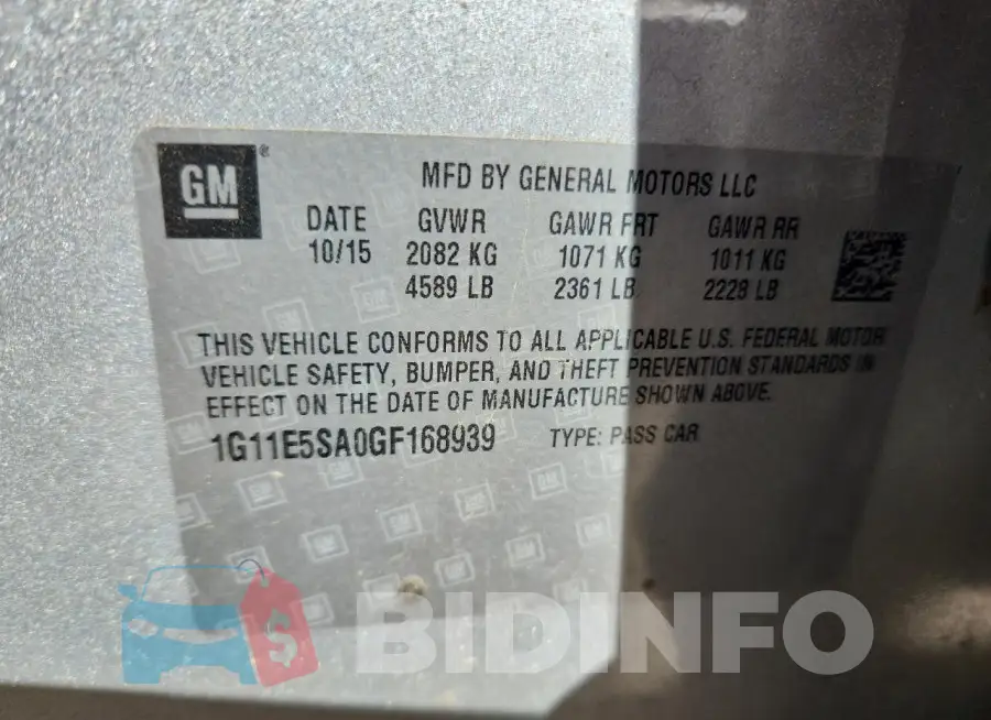 1G11E5SA0GF168939 Photo# 12