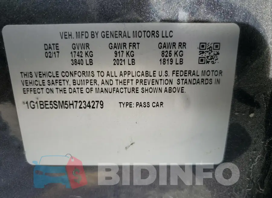 1G1BE5SM5H7234279 Photo# 12