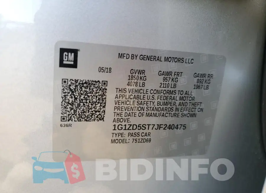 1G1ZD5ST7JF240475 Photo# 12