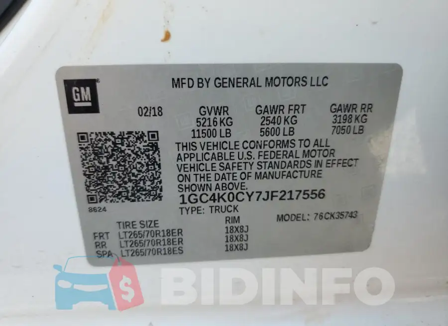 1GC4K0CY7JF217556 Photo# 12