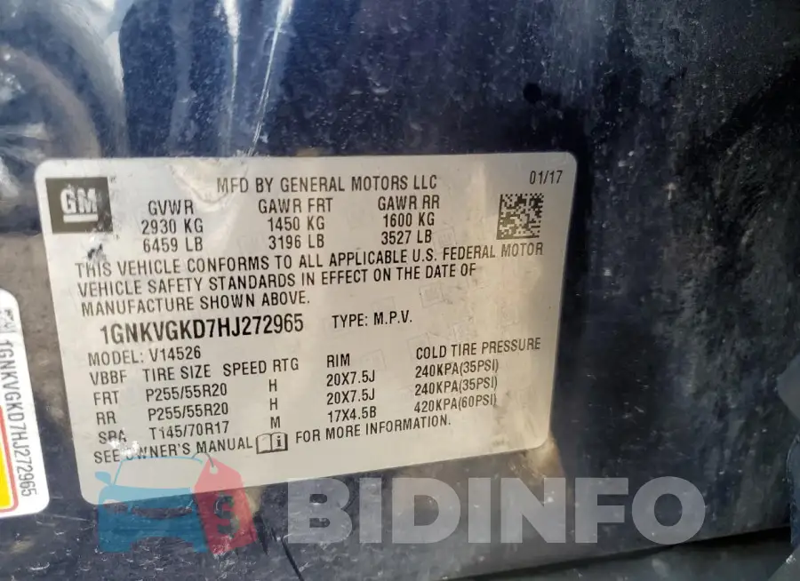1GNKVGKD7HJ272965 Photo# 13