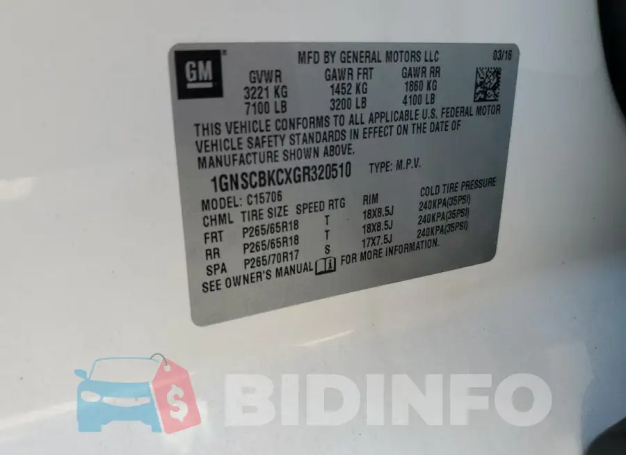 1GNSCBKCXGR320510 Photo# 13