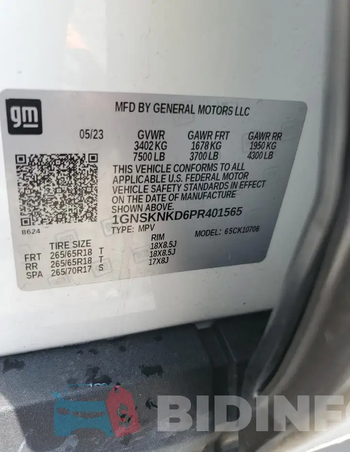 1GNSKNKD6PR401565 Photo# 13