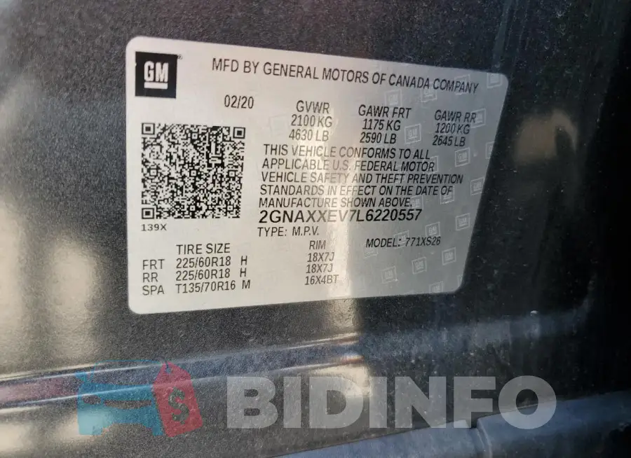 2GNAXXEV7L6220557 Photo# 13