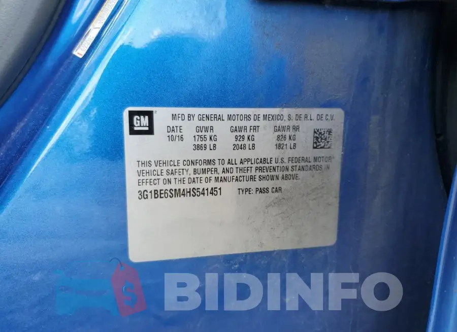 3G1BE6SM4HS541451 Photo# 12