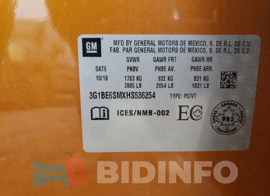 3G1BE6SMXHS536254 Photo# 13