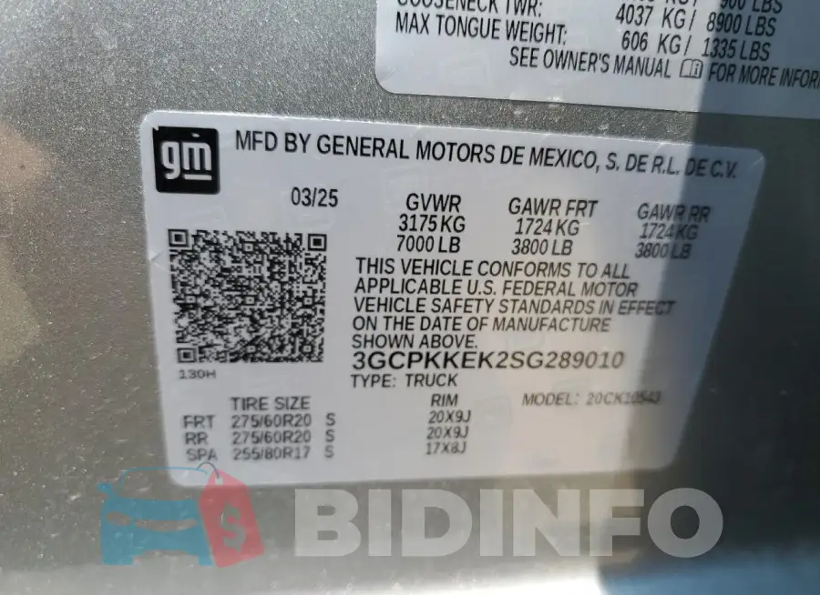 3GCPKKEK2SG289010 Photo# 12