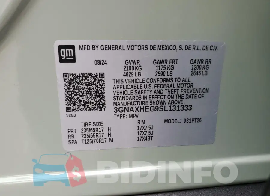 3GNAXHEG9SL131333 Photo# 13