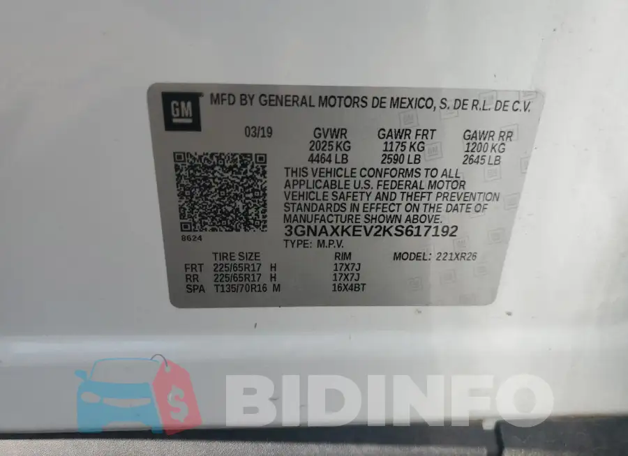 3GNAXKEV2KS617192 Photo# 13
