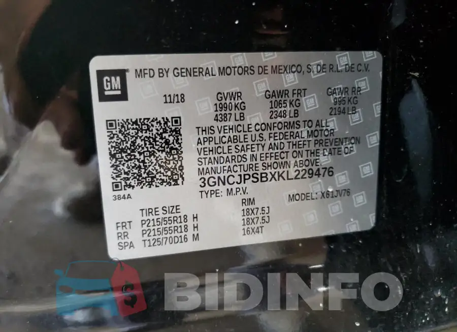3GNCJPSBXKL229476 Photo# 13