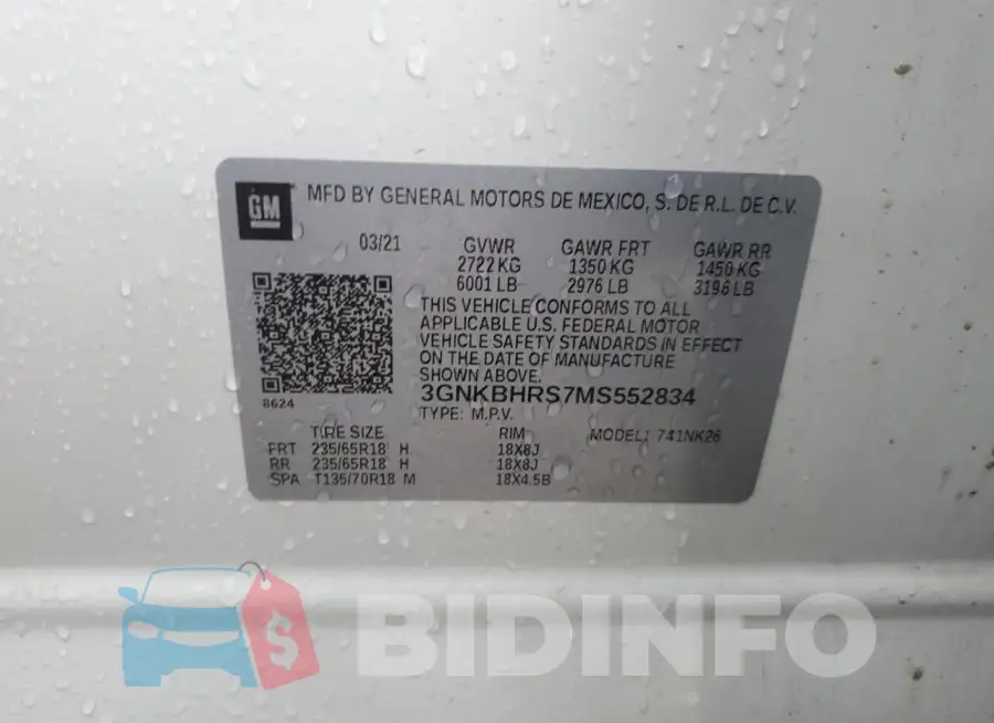 3GNKBHRS7MS552834 Photo# 13