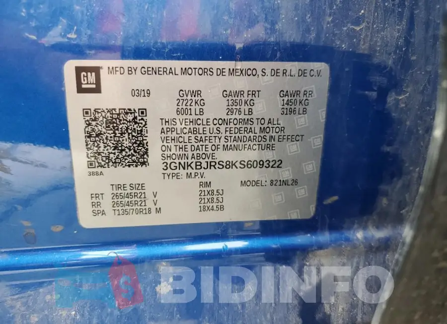 3GNKBJRS8KS609322 Photo# 13