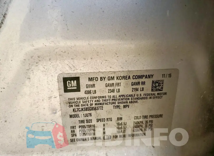KL7CJKSB5GB563772 Photo# 13