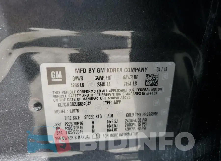 KL7CJLSB2JB694042 Photo# 12