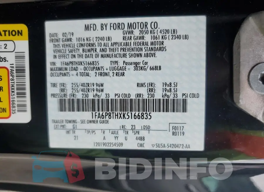 1FA6P8THXK5166835 Photo# 12