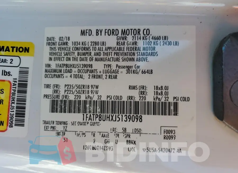 1FATP8UHXJ5139098 Photo# 13